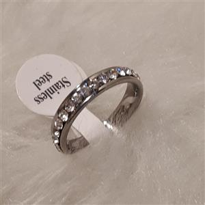 انگشتر رینگ دورنگین سفید استیل رنگ ثابت