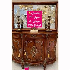 کنسول سه در، پایه خراطی، چوب روس، روکش مازول ایتالیا کد honar950 