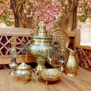 سرویس سماور ذغالی برنجی 6 لیتری شیر و خورشید، سنگین وزن