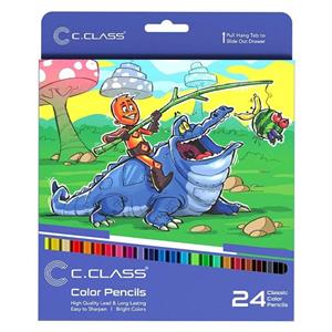 مداد رنگی تخت مقوایی 24 رنگ سی کلاس
