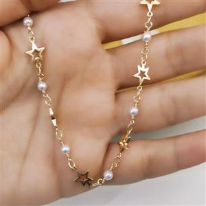 پابند برندysx طرح ستاره و مروارید استیل رنگ ثابت بدلیجات مشابه طلا اکسسوری خاص زیورآلات دخترانه وزنانه کادو وهدیه