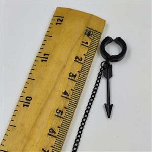 پیرسینگ فیک گوش آویزدار تیر و زنجیر  مشکی