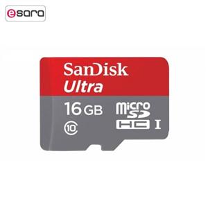 کارت حافظه MicroSDHC سن دیسک مدل Ultraکلاس 10 استاندارد UHS-I U1 سرعت 80MBps 320X همراه با آداپتور SD ظرفیت 16 گیگابایت