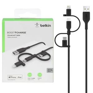 کابل تبدیل USB به لایتنینگ / micro USB / USB-C بلکین مدل CAC001bt1M طول 1 متر