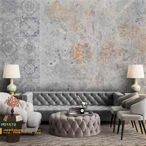 پوستر دیواری پتینه طوسی طرح طلا-کد1572