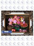 تابلو فرش گلدان پرگل و برش هندوانه کد: 105213