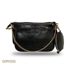 کیف دوشی دخترانه طرح لویی ویتون سه تیکه رنگ مشکی کد 10042