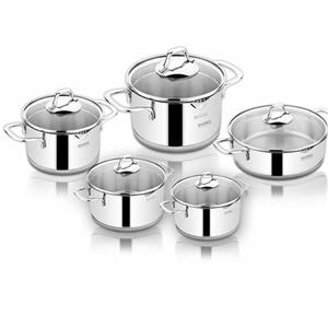 سرویس قابلمه درب آبکش دار استیل 10 پارچه راسل کد R-175