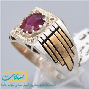 انگشتر یاقوت قرمز اصل با 4 عدد الماس مردانه کد 2456