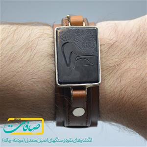 دستبند عقیق مشکی مردانه خطی علی (علیه السلام) کد 2319