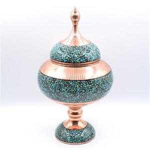 شکلات خوری مس و فیروزه نیشابور 28.5 * 15.5 سانتی متر 