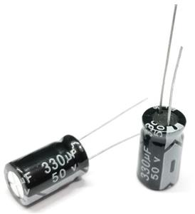 خازن 50 ولتی 330 میکروفاراد 17*10 (بسته 10 عددی)