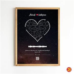 تابلو ژیوار طرح آسمان شب  قلب کد 3631