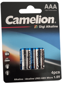 باتری نیم قلمی Camelion مدل Digi Alkaline LR03-PP4DG 