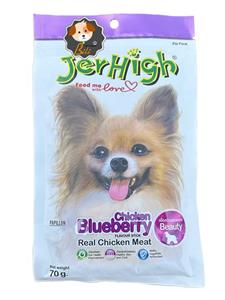 تشویقی جرهای سگ با طعم بلوبری ۷۰ گرمی ـ JERHIGH CHICKEN BLUEBERRY STICK REAL CHICKEN MEAT 70 GR 