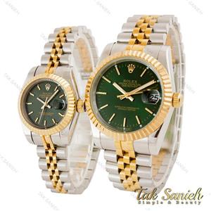 ساعت رولکس ست دورنگ طلایی صفحه سبز ایندکس خط Rolex-4514-S