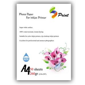 کاغذ فتو گلاسه 260 گرم ولف سایز A4 Wolf G Glossy Photo Paper Size 