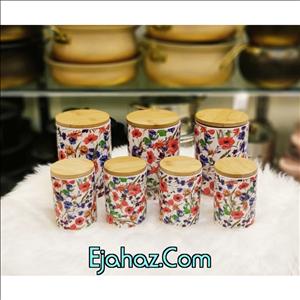 پاسماوری چوبی درب بامبو گلدار 7پارچه کد 23