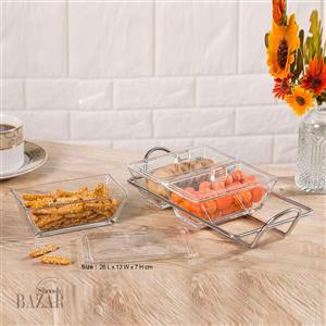 اردو خوری و رولت خوری  اردوخوری شیشه ای مستطیل 3خانه دربدار لیمون 