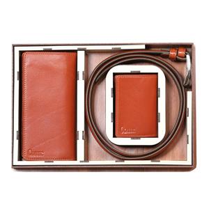 ست هدیه کیف پول و کمربند چرمی مدل CLASSIC کلاسیک SBC009