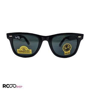 عینک آفتابی ریبن عدسی شیشه ای با فریم مشکی براق و لنز دودی مدل RB2140-884