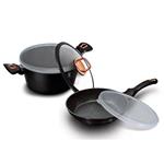 سرویس قابلمه ماهیتابه 5 پارچه برلینگر هاوس مجارستان BerlingerHaus 5-PIECE COOKWARE SET BERLINGER HAUS BH/6790T BLACK ROSE COLLECTION