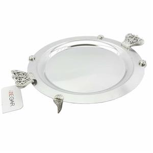 سینی گرد نگار دسته تاج ابعاد (33×33)