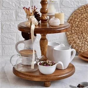 استند دو طبقه گرد چوبی