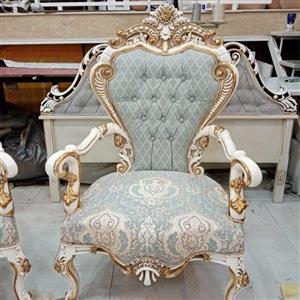 مبل استیل 9 نفره با چوب راش و رنگ بندی چوب و پارچه