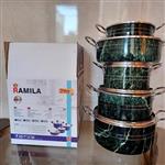 سرویس قابلمه زنبوری هشت پارچه طرح سنگ تولیدی گلدار ساخت شرکت ظروف نچسب رامیلا -aluminium cookware factory 