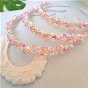 تل مروارید و کریستال سفیدصورتی جذاب