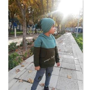 ست کلاه و هوودی بافتنی پسرانه با کاموای ایرانی
