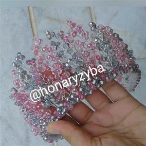 تاج تمام کریستال صورتی و نقره اب