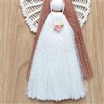عروسک فرشته مکرومه  سفید با بال بافت و قد 29 سانتی