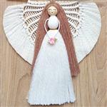 عروسک فرشته مکرومه با بال بافت و قد 28 سانتی مناسب