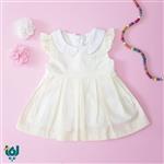 سارافون مجلسی لباس نوزادی پیراهن دخترانه چین دار یقه ب ب وارداتی