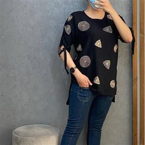 شومیز استین گره ایی شومیز زنانه تیشرت زنانه شومیز کرسپو