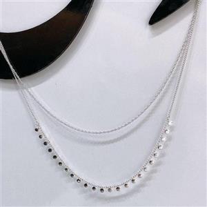 گردنبند ، رنگ نقره ای ، دو لاین ، مدل پولکی ، رنگ ثابت ، ضد حساسیت