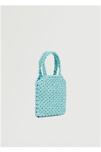 کیف روزمره زنانه فیروزه‌ای برند mango