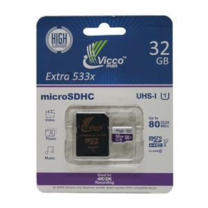 کارت حافظه ویکو من مدل microSDHC Vicco Man Extre533X UHS-I U1 Class 10 80MBps – 32GB Vicco man Viccoman microSDHC UHS-I U1-533X  32GB