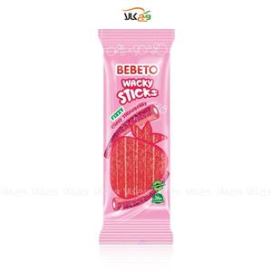 پاستیل ترش وگان با طعم توت فرنگی مدل wacky sticks ببتو – ۲۰۰ گرمی – bebeto