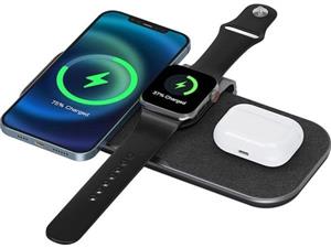 شارژر وایرلس مغناطیسی رومیزی سه کاره آیفون 15 وات ویوو Wiwu PA3IN1B Power Air 15W 3 In 1 Wireless Charger