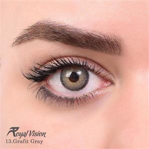 لنز رنگی رویال ویژن روزانه ، شماره 13 مدل Grafit Gray دور دار خاکستری عسلی سبز