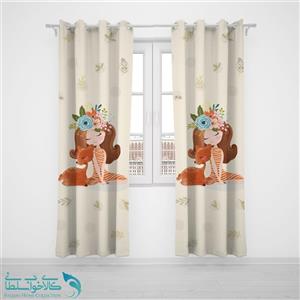پرده پانچی اتاق کودک طرح دخترک و آهو کد A3779