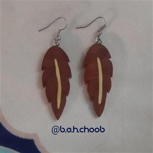 گوشواره چوبی طرح برگ