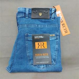 شلوار جین راسته رنگ آبی روشن سایز 40 تا 50 جنس پنبه کش