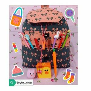 کوله پشتی صورتی فانتزی دخترانه طرح پاپیون