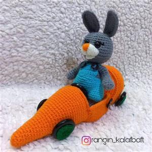 عروسک خرگوش بافتنی عروسک هویج دستبافت ماشین عروسکی هویجی فانتزی