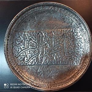 بشقاب مسی قلم زنی قدیمیکار 