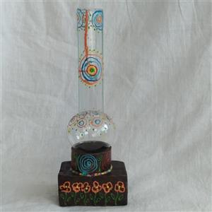 شمعدان چوبی حباب دار رومیزی بزرگ کد369.روشنایی با وارمریا نیم وارمر.کاردست.تک